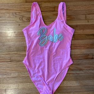 NWT neon pink BABE one piece Size Large
